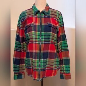 Chaps Red and Green Plaid Utility Jacket
